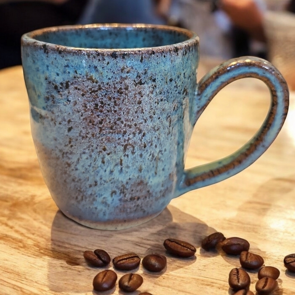 KMB Signed Blue Glazed Studio Pottery Mug - Size OS